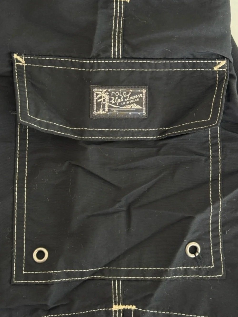 Vintage Polo Ralph Lauren Navy Blue  Drawstring Board Shorts Swim Trunks